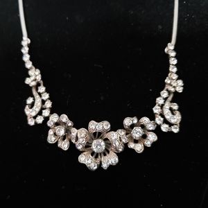 Beautiful Art Nouveau Sculptural Floral Rhinestone Necklace- Bridgeton Regency